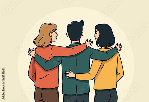 Building Strong Bonds: An Illustration of People Supporting Each Other, Showing Empathy, Understanding, and a Commitment to Helping Each Other Succeed. Promoting a Supportive Environment.

