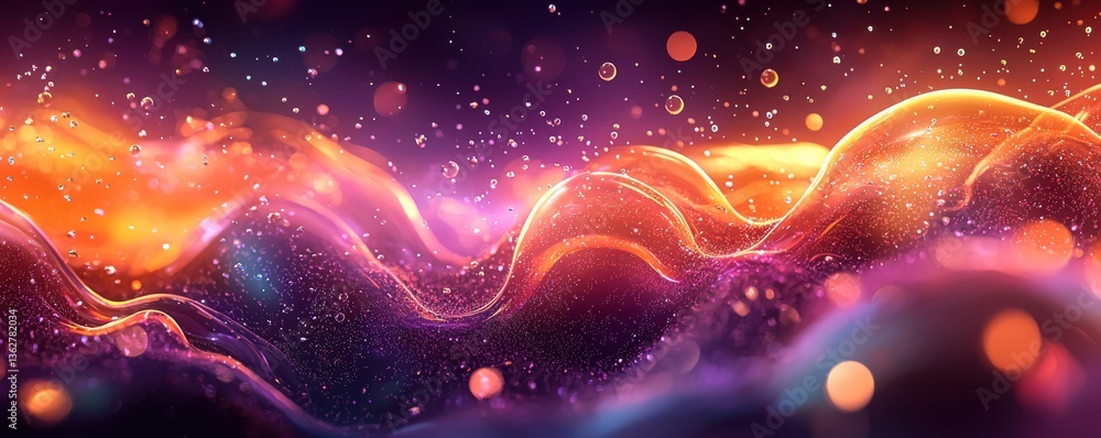 Fototapeta premium Vivid abstract composition with colorful waves and glowing light textures