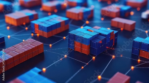 An abstract visualization of a connected global logistics ecosystem