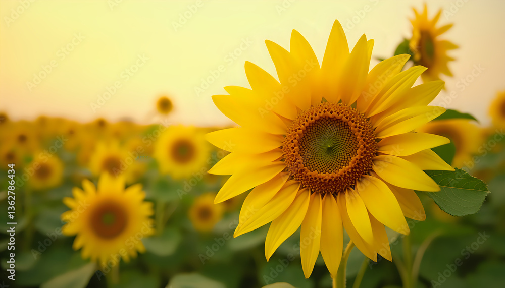 Fototapeta premium a field of sunflowers at sunset