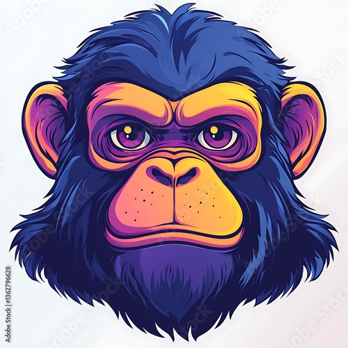 Vibrant chimpanzee mascot head in vector high resolution picture photo