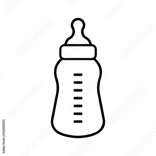 Simple Line Art Illustration of a Baby Bottle
