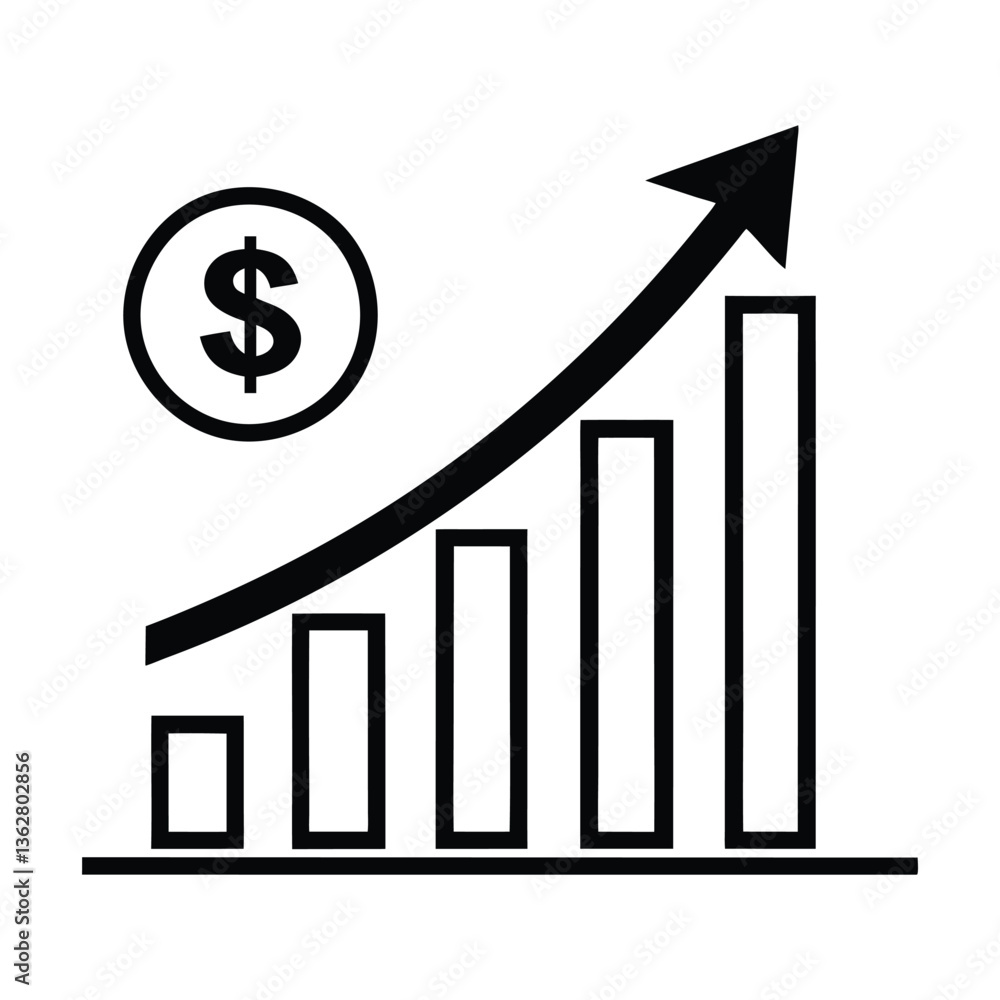 Financial Growth Chart with Dollar Sign Icon Financial Growth Chart with Dollar Sign Icon
