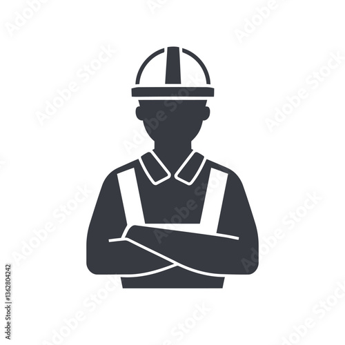 labor icon and logo on white background with Construction worker vector icon