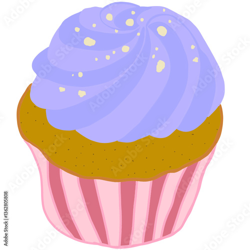 Blueberry cupcake with cream 