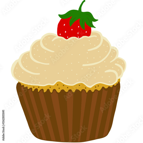 Vanilla cupcake with strawberry.