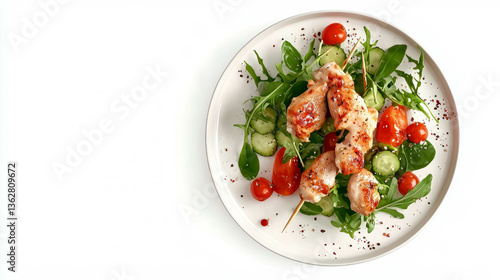 Wallpaper Mural Delicious ginger and soy marinated chicken skewers on a fresh vegetable salad plate Torontodigital.ca