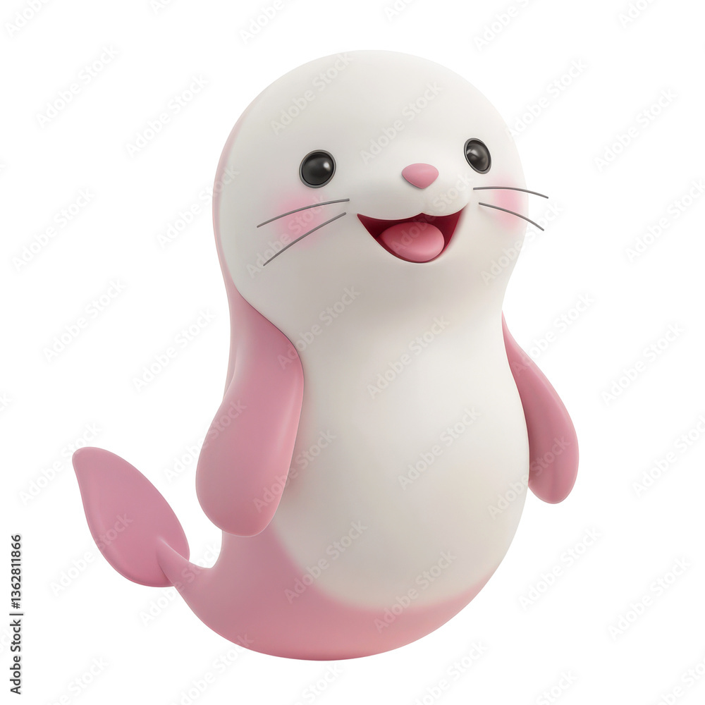 Fototapeta premium Cute Seal Figurine: Cartoon Animal with Big Eyes
