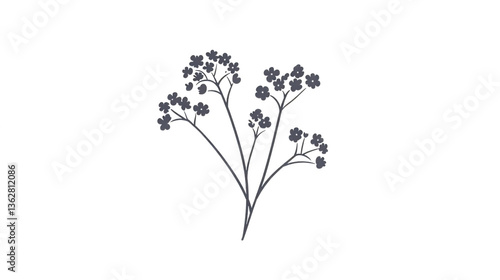 Minimalist yarrow flower icon featuring tiny delicate blossoms arranged in a broad, flat-topped cluster, symbolizing herbal medicine, botanical elegance, and wildflower aesthetics