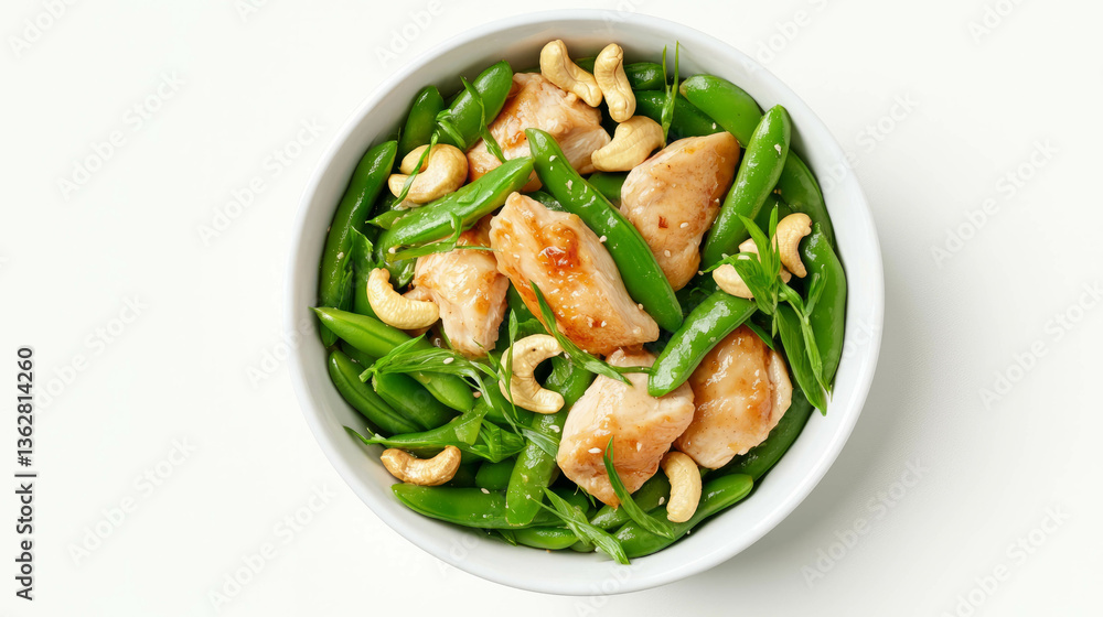 Fresh green sword beans and chicken salad with cashews Fresh green sword beans and chicken salad with cashews