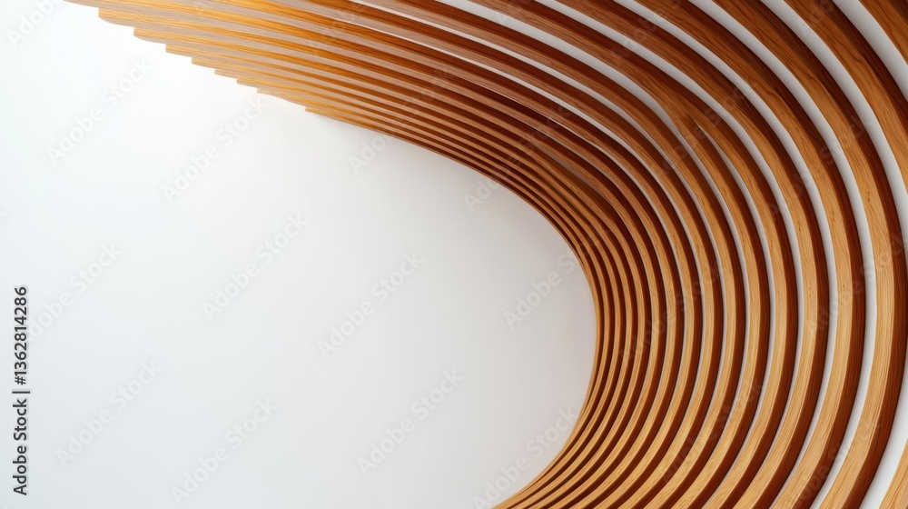 Naklejka premium Unique sculpted wooden arch partition, highend craftsmanship, soft minimalist appeal, cozy atmosphere