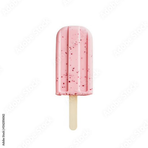 Pink popsicle ice cream with white specks isolated detail high resolution transparent background