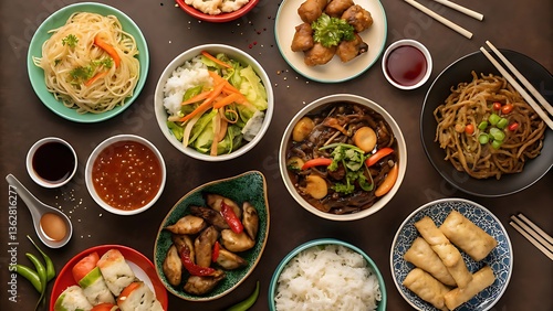 Wallpaper Mural Collage of various foods including vegetables, meat, soup, salad, fish, chicken, rice, cheese, and more, showcasing a healthy and delicious meal perfect for lunch or dinner. Torontodigital.ca