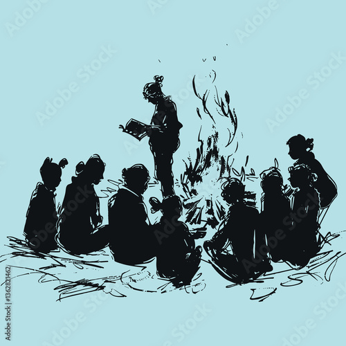 Storytelling by the Campfire – Group Gathering with Firelight