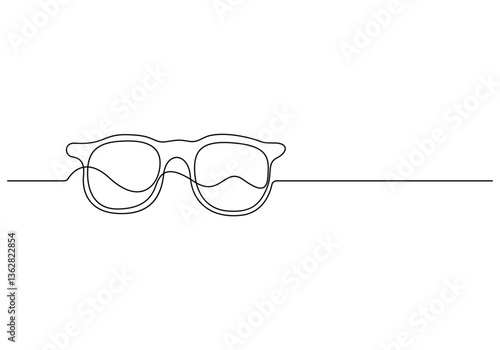 Eye frame glasses isolated on white background. Single line hand drawn sunglasses illustration. Cute element for greeting cards, posters, stickers and seasonal design. round glasses, round glasses