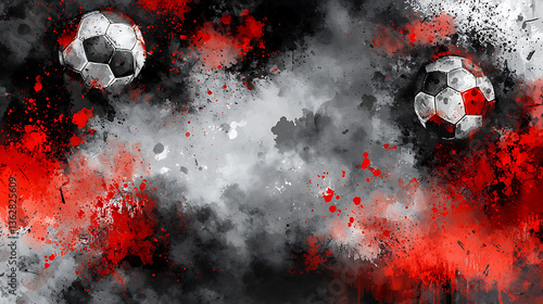 Soccer balls in vibrant splashes