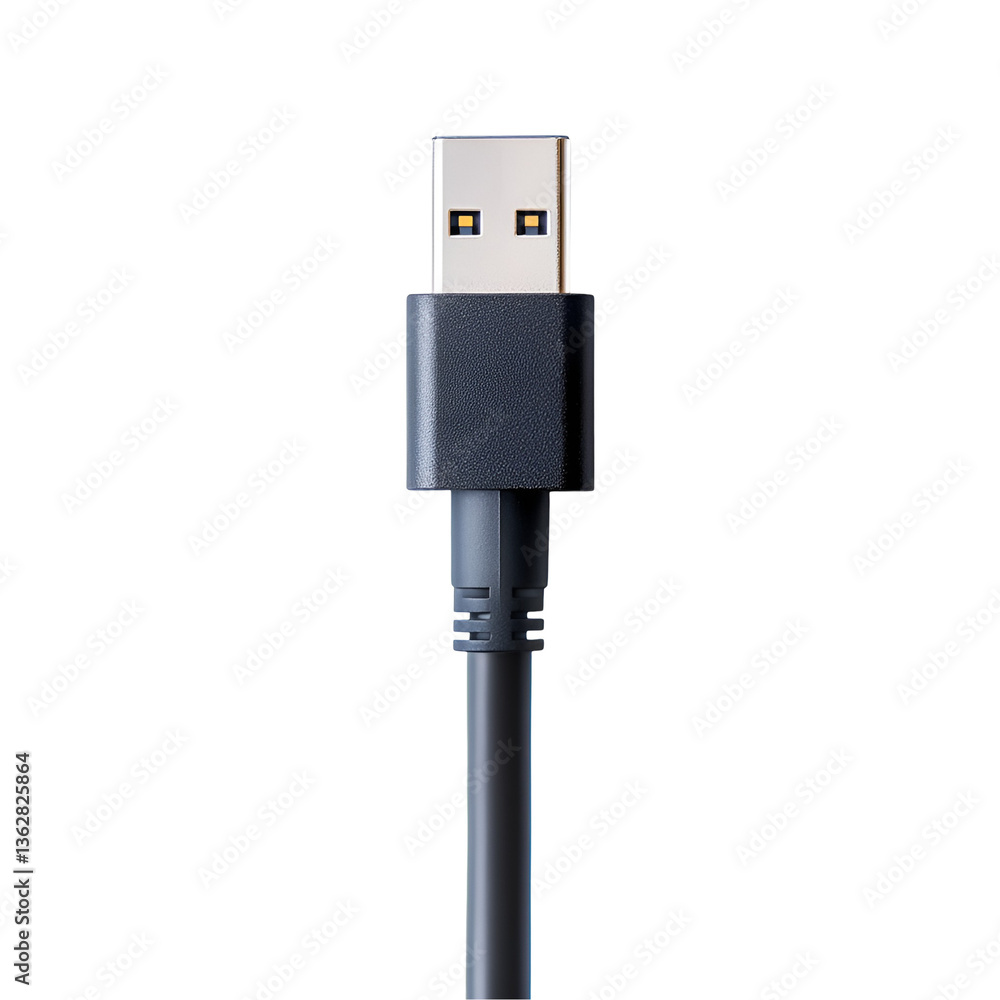 USB Cable Closeup Black Background Technology Connector, USB Cable Closeup Black Background Technology Connector,