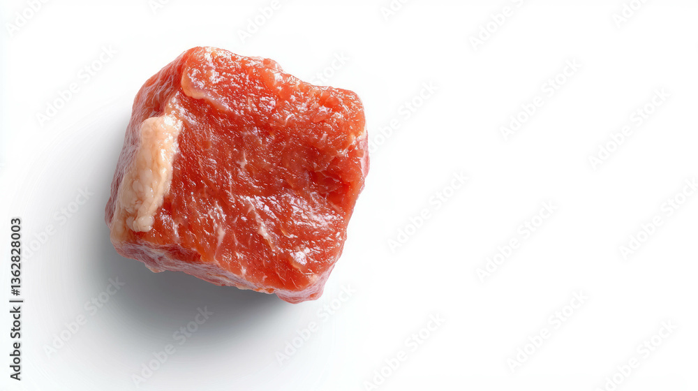 Fresh raw meat top view on white background for culinary and recipe design Fresh raw meat top view on white background for culinary and recipe design