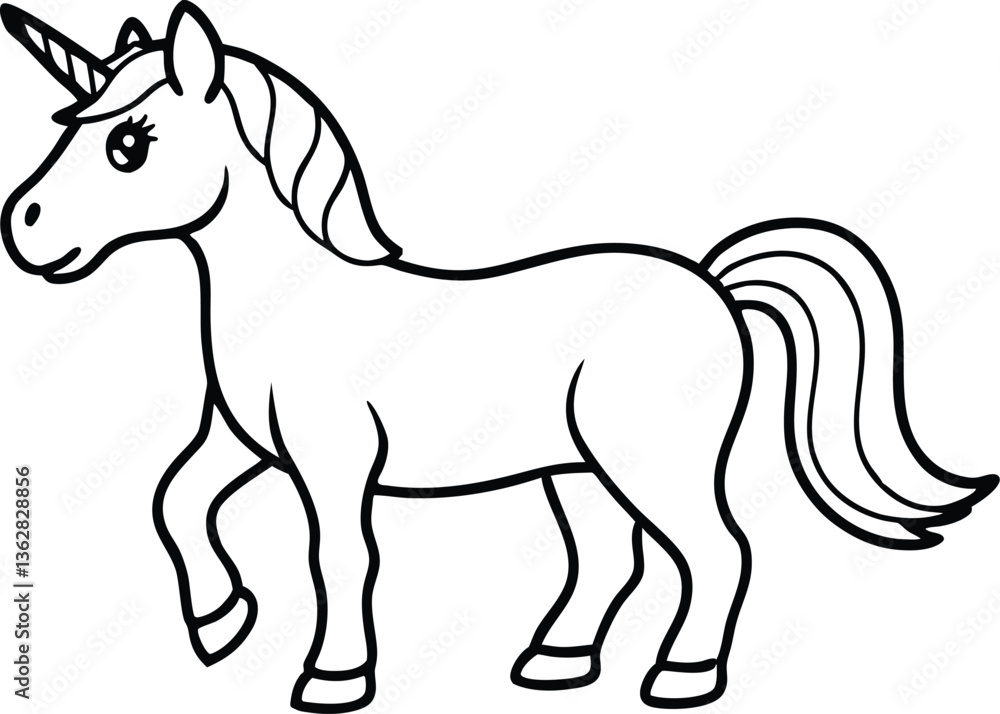 cute unicorn line art vector, unicorn outline cute unicorn line art vector, unicorn outline