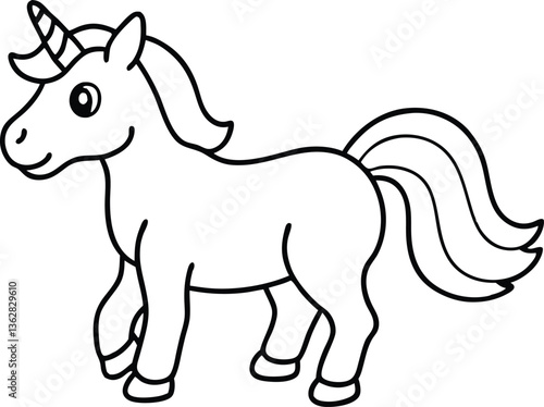 cute unicorn line art vector, unicorn outline 