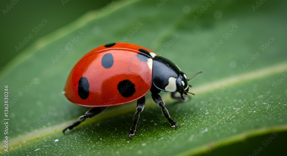 Naklejka premium macro image of a ladybug on leaf