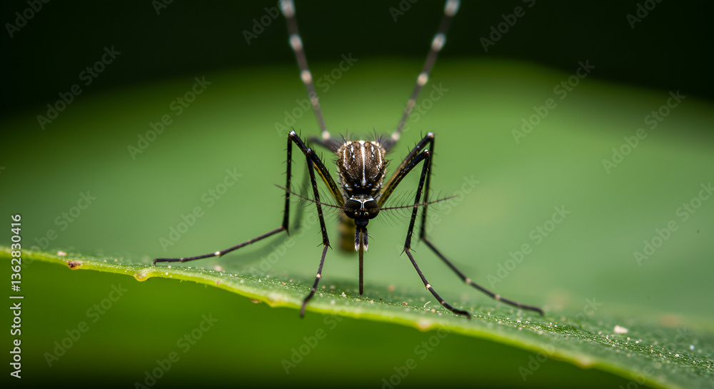 Macro image of a mosquito on a leaf Macro image of a mosquito on a leaf