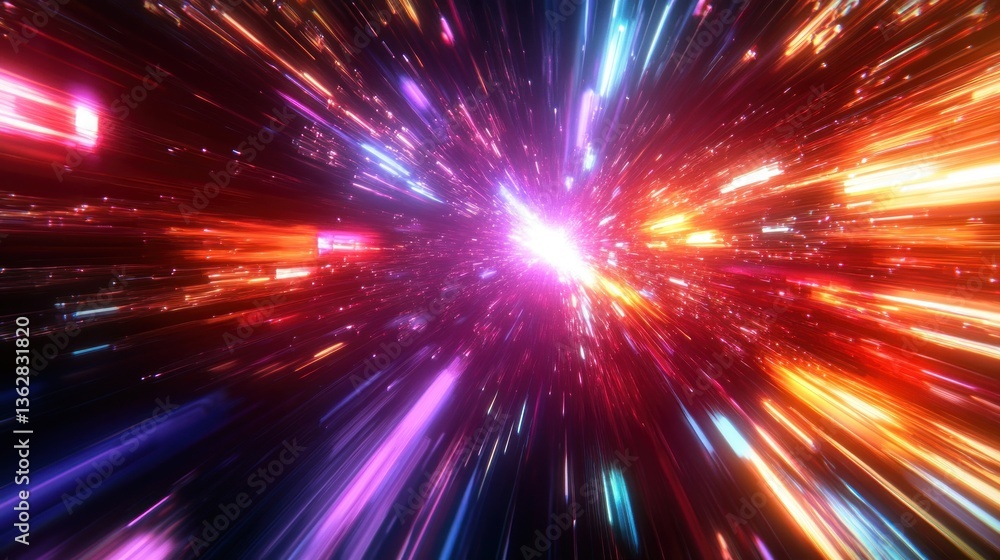 Naklejka premium Hyperspace Journey, Vivid Visual of Cosmic Speed and Energy