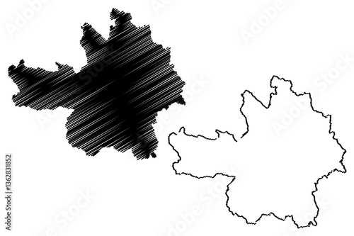 Yen Bai Province (Socialist Republic of Vietnam, Subdivisions of Vietnam) map vector illustration, scribble sketch Tinh Yen Bai map