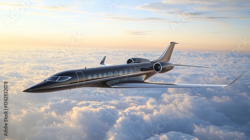 Wallpaper Mural Elegant Business Jet Flying Above The Clouds During Golden Sunset Torontodigital.ca