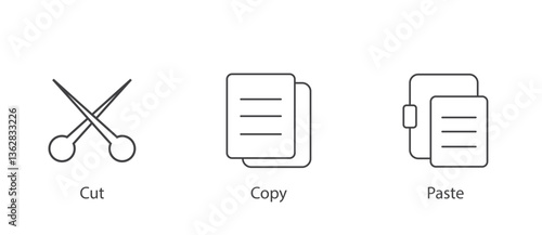 Cut, Copy, paste Icon set isolated on white background 