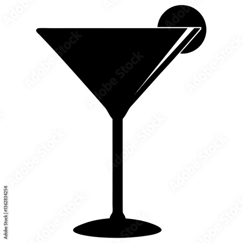 glass of martini silhouette icon vector art illustration 