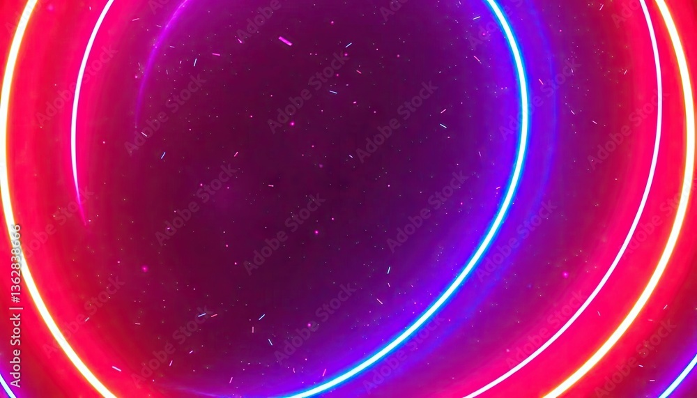 Obraz premium Neon Circles, Abstract Background, Vibrant Colors