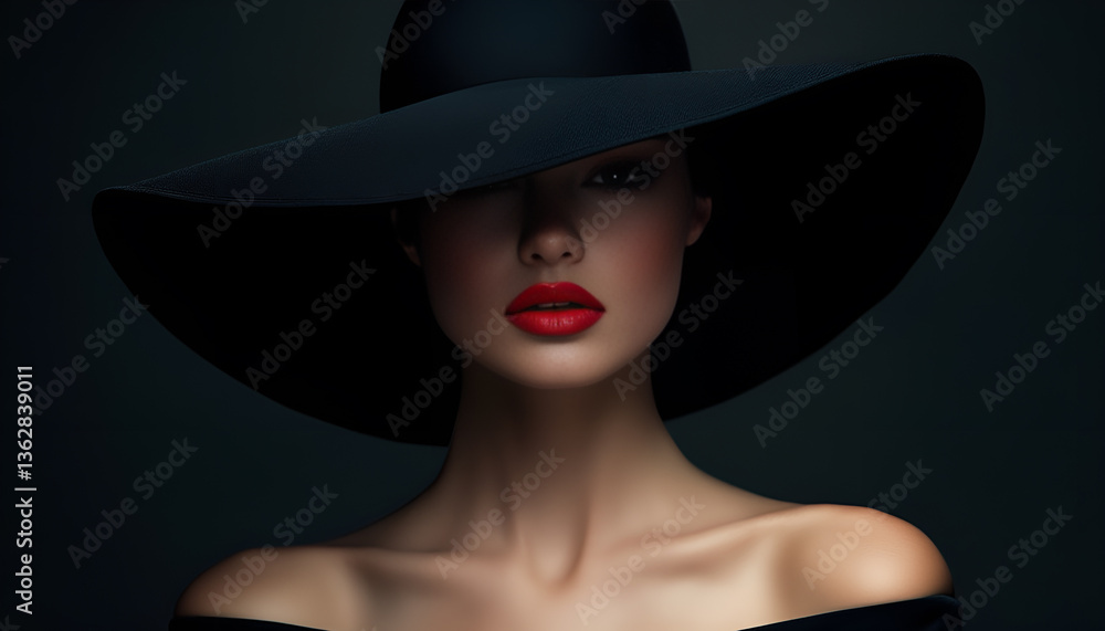 Woman Hat Lips and Shoulder, Elegant Fashion Model in Black Hat. Woman Hat Lips and Shoulder, Elegant Fashion Model in Black Wide Broad Brim Hat, Retro Lady Beauty Portrait Woman Hat Lips and Shoulder, Elegant Fashion Model in Black Hat. Woman Hat Lips and Shoulder, Elegant Fashion Model in Black Wide Broad Brim Hat, Retro Lady Beauty Portrait