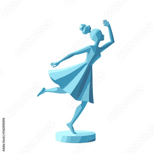 Stylized blue dancer figure expressing movement and grace against a minimalistic background