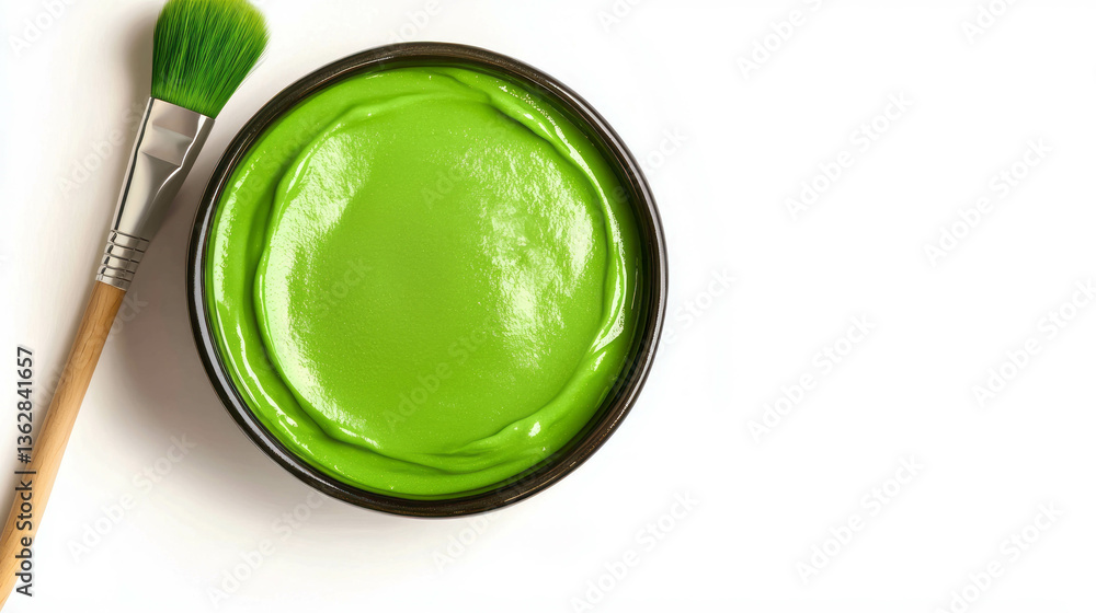 Spirulina face mask in bowl for skincare and beauty treatment Spirulina face mask in bowl for skincare and beauty treatment
