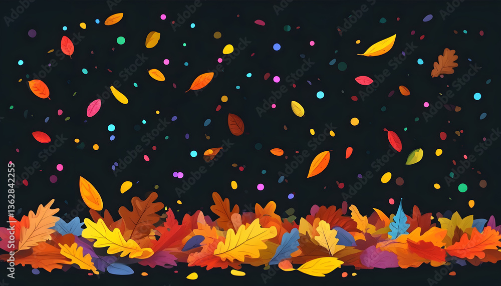 Autumn leaves falling on a dark background Autumn leaves falling on a dark background