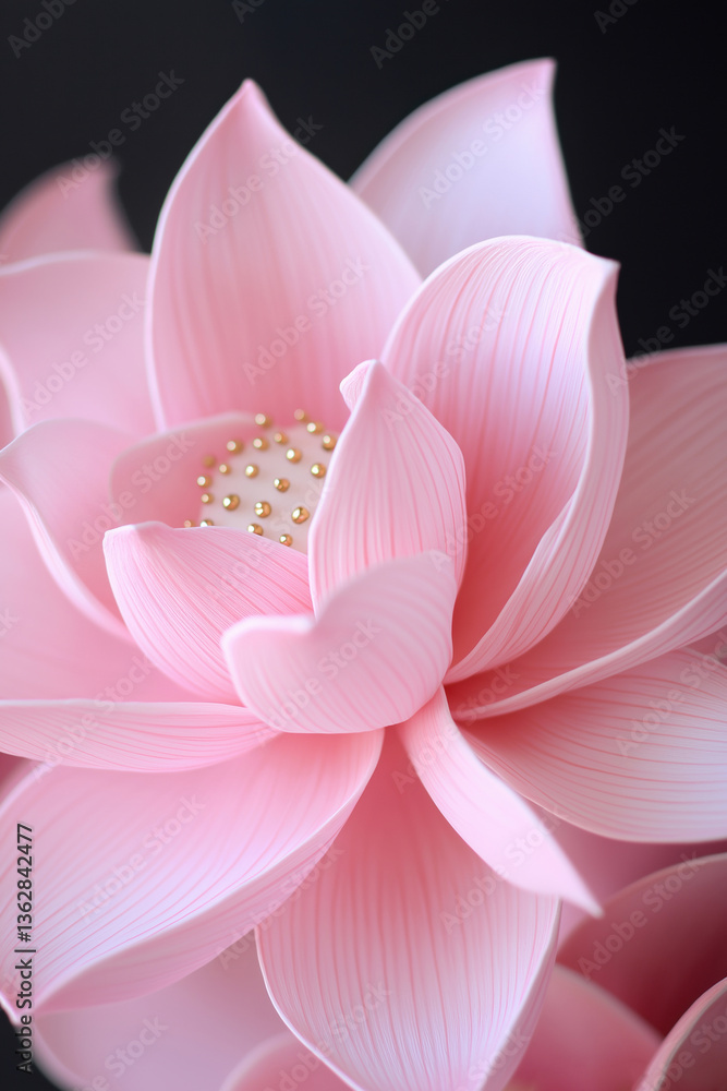 Fototapeta premium Pink lotus flower showcasing intricate petals and delicate details in a serene setting