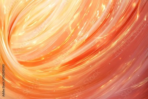 Swirling Orange and White Lines with Glimmering Light Abstract Design