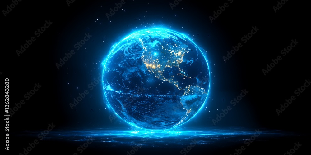 Obraz premium Glowing Earth with Night View.