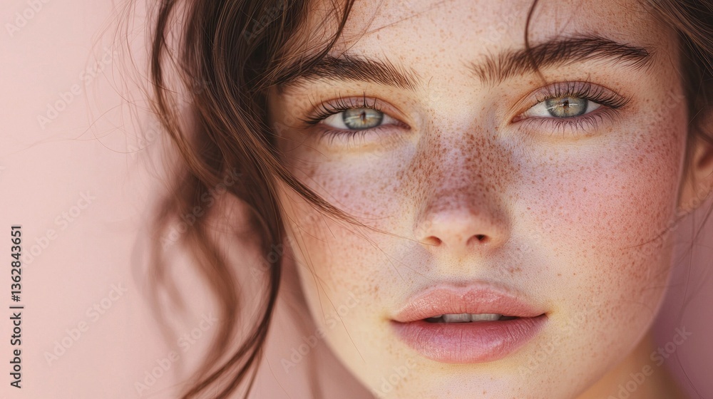 Fototapeta premium A woman with green eyes and a greenish-brown hair
