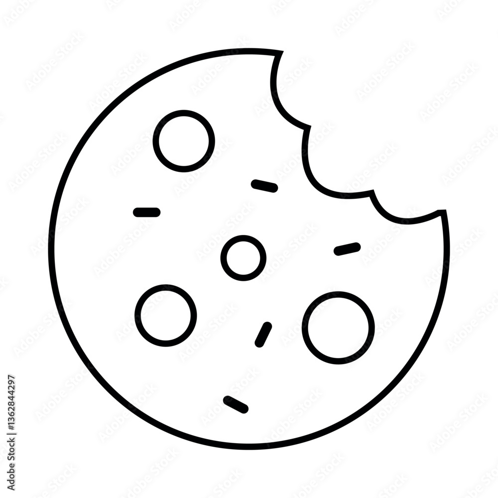 Fototapeta premium Cookie icon vector, outline style cookie icon, linear style cookie icon in trendy flat style illustration isolated on white background.