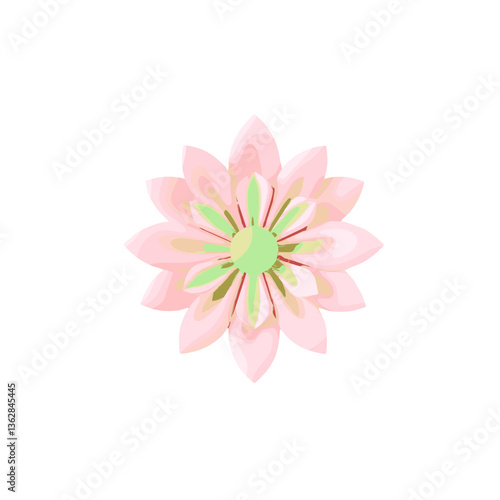 Elegant layered flower design with pink petals and green center in a fresh floral style