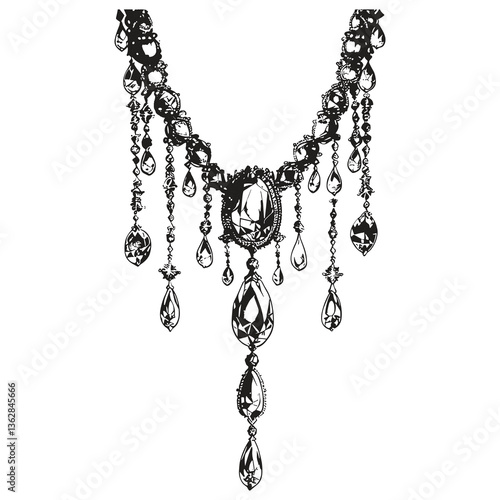 Intricate Crystal Chandelier with Diamonds and Beads