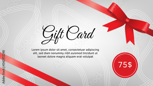 Gift voucher with bow. For poster, card, banner, discount, special offer, cover, menu, advertising. Vector illustration EPS10 
