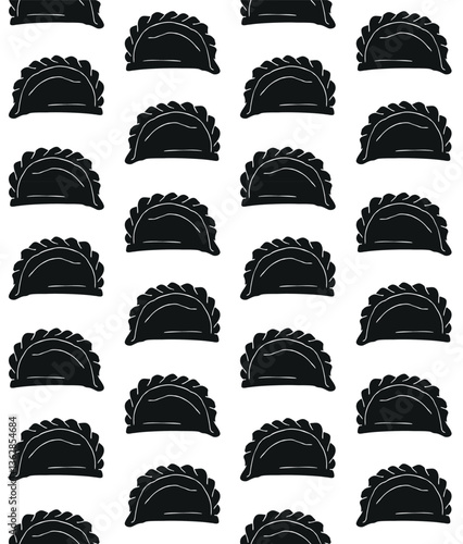 Vector seamless pattern of hand drawn sketch doodle dumpling isolated on white background