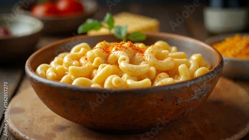 Rich and creamy stovetop macaroni and cheese served in a rustic bowl with paprika