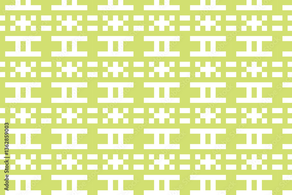 Green seamless geometric pattern with abstract elements. Suitable for textiles, wallpapers, and digital applications. Green seamless geometric pattern with abstract elements. Suitable for textiles, wallpapers, and digital applications.