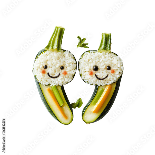 Cute Zucchini Rice Faces Fun Food Art for Kids