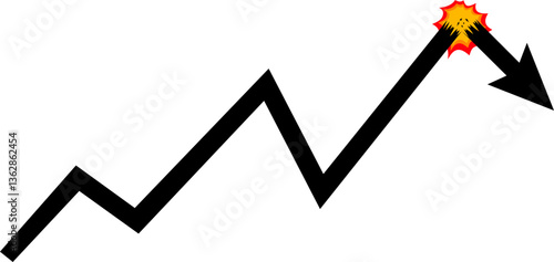 Black arrow graph break illustration 