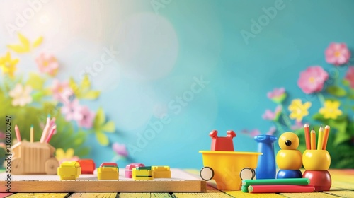 Colorful Pre-school Poster Background: Inspiring Learning and Play for Young Minds 